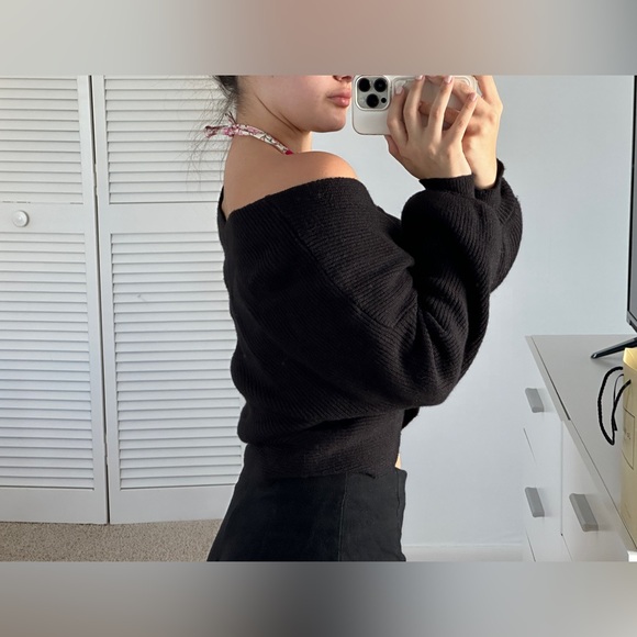 REVOLVE Black Knit ribbed Off-the-shoulder sweater - Picture 2 of 4